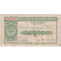 British North Borneo 1938 Fifty Cents P# 27 about VF