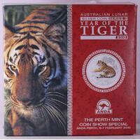 2010 Silver Lunar Two Ounce Coloured Proof Coin Tiger