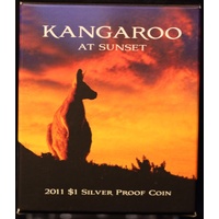 2011 1 Dollar Silver Proof Kangaroo At Sunset