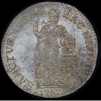 Netherlands (West Friesland) 1762 Silver Guilder Choice Uncirculated