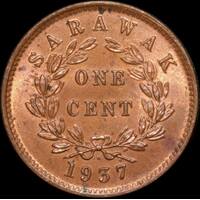 Sarawak 1937 Copper 1 Cent KM#18 Choice Uncirculated