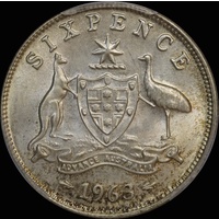 1963 Sixpence Gem Unc (PCGS MS66)