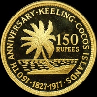 Keeling-Cocos Islands 1977 Gold Proof 150 Rupees in Presentation Case