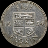 Fiji 1934 Silver Florin KM# 5 about Unc