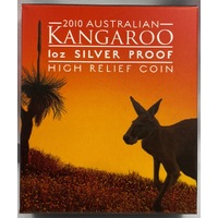 2010 Silver One Ounce Proof Coin High Relief Kangaroo