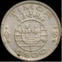 Timor 1958 Silver 6 Escudos KM#15 Uncirculated