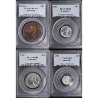 1955 Proof Coin Set (4) Melbourne Mint PCGS PR 62-65