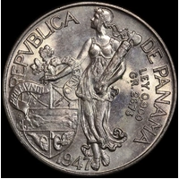 Panama 1947 Silver Balboa KM#13 Uncirculated