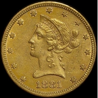 United States 1881 Gold $10 Liberty Eagle Extremely Fine