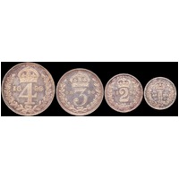 1890 Silver Maundy Coin Set Victoria S#3932 Uncirculated