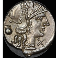 Ancient Rome (Republican) 137 BC Sextus Pompeius Fostlus Silver Denarius RRC 235/1a EF