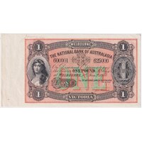 National Bank of Australasia (Melbourne) 1910 One Pound Unissued Specimen Note MVR# 4m GEF