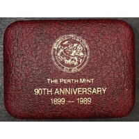 Perth Mint 1989 Silver 1oz Proof Ingot in Red Presentation Case
