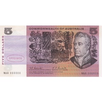 1967 $5 Specimen Note Type 1 Coombs/Randall Uncirculated