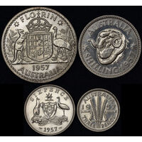 1957 Melbourne 4-Coin Silver Proof Set
