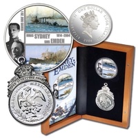 Cook Islands Silver 1oz Proof Coin and Medallion Set 2004 Sydney and Emden Battle