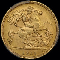 1915 Sydney George V Half Sovereign Choice Unc (PCGS MS64+)