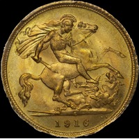 1916 Sydney George V Half Sovereign Gem Unc (PCGS MS66)