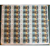 1994 10 Dollar Uncut Sheet of 40 Paper Notes Fraser / Cole