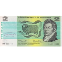 1966 $2 Specimen Note Type 1 Coombs/Wilson Uncirculated