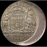 Australia 1946 Florin 6.00mm Off Centre Mis-Strike good EF