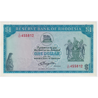 Rhodesia 2.8.1979 1 Dollar Bird Watermark Pick#30o Uncirculated