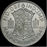 1945 Silver 1/2 Crown George VI S#4080 Uncirculated
