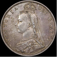 1887 Silver Half Crown Victoria S#3924 good EF