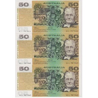 1991 $50 Trio Fraser/Cole R513 Ink Stain about Uncirculated