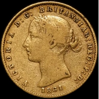 1861 Sydney Mint Type II Half Sovereign No Berry Reverse PCGS F12