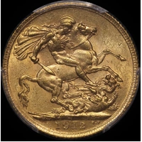 Great Britain 1912 Gold Sovereign S#3996 PCGS MS62
