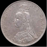 1887 Silver Double Florin Victoria S#3923 good EF