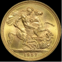 1957 Gold Sovereign Elizabeth S#4124 Uncirculated