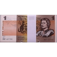 1976 $1 Note DBP Test Serials (Double Fold Paper) Knight/Wheeler R76bi Uncirculated Bundle of 100 Notes