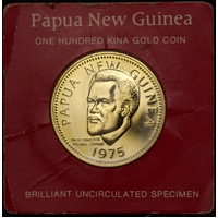 Papua New Guinea 1975 Gold 100 Kina KM#10 Uncirculated