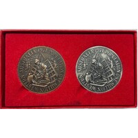 1971 Silver and Bronze Medallion Pair Sunday Times and Radio 6KY WA Population - 1 Million by Olson