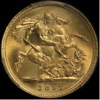 1897 Sydney Veiled Head Half Sovereign PCGS AU58