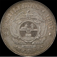 South Africa 1897 Silver 2-1/2 Shillings KM#7 Extremely Fine