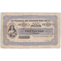 Provincial And Suburban Bank Unissued Five Pounds Victoria 18-- MVR#2a good VF