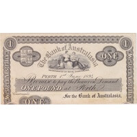 Bank of Australasia (Perth) 1894 1 Pound Unissued Printer's Proof MVR# 2b good VF