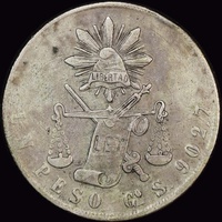 Mexico 1872 Go-S Silver Peso KM# 408.4 good VF