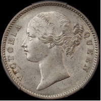 British India 1840 Silver Rupee KM# 458.1 PCGS AU58