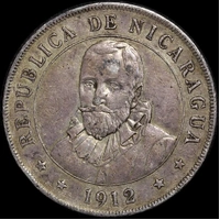 Nicaragua 1912 Silver Cordoba KM# 10 good EF