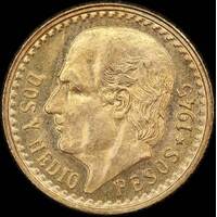 Mexico 1945 Gold 2 1/2 Pesos KM#463 Uncirculated