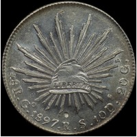 Mexico 1897-Go Silver 8 Reales KM# 377.8 PCGS MS61