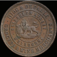 Hide and De Carle Copper Penny Token 1858 A# 241 Very Fine