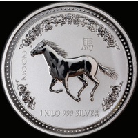 2002 Silver Lunar One Kilo 1kg Specimen Coin Horse - Perth Mint Series I
