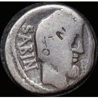 Ancient Rome (Republic) 89BC L. Titurius Sabinus Silver Denarius Tarpeia RRC 344/2a about Fine