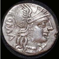 Ancient Rome (Republic) 135 B.C. C. Minucius Augurinus Silver Denarius Column RRC 242/1 good VF