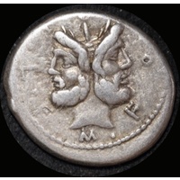 Ancient Rome (Republic) 119 B.C. M. Furius Philus Silver Denarius Roma RRC 281/1 Good Fine